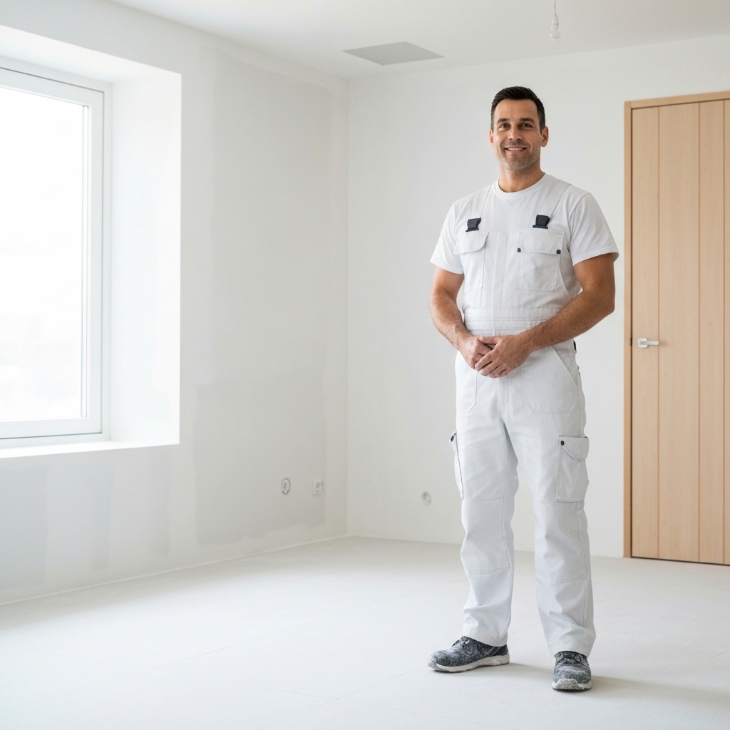 Peintre professionnel souriant en intérieur moderne. Nos conseils pour réussir en 2026.