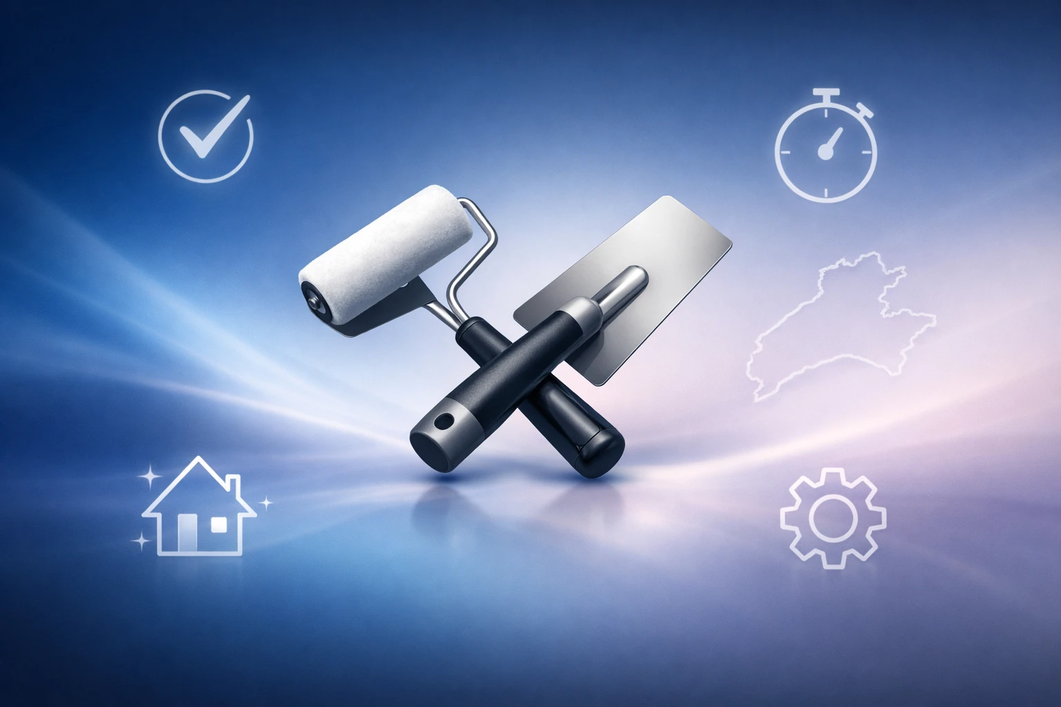 Entreprise plâtrerie peinture Vaud: partenariat et services modernes pour 2026, avec outils et icônes stylisés.