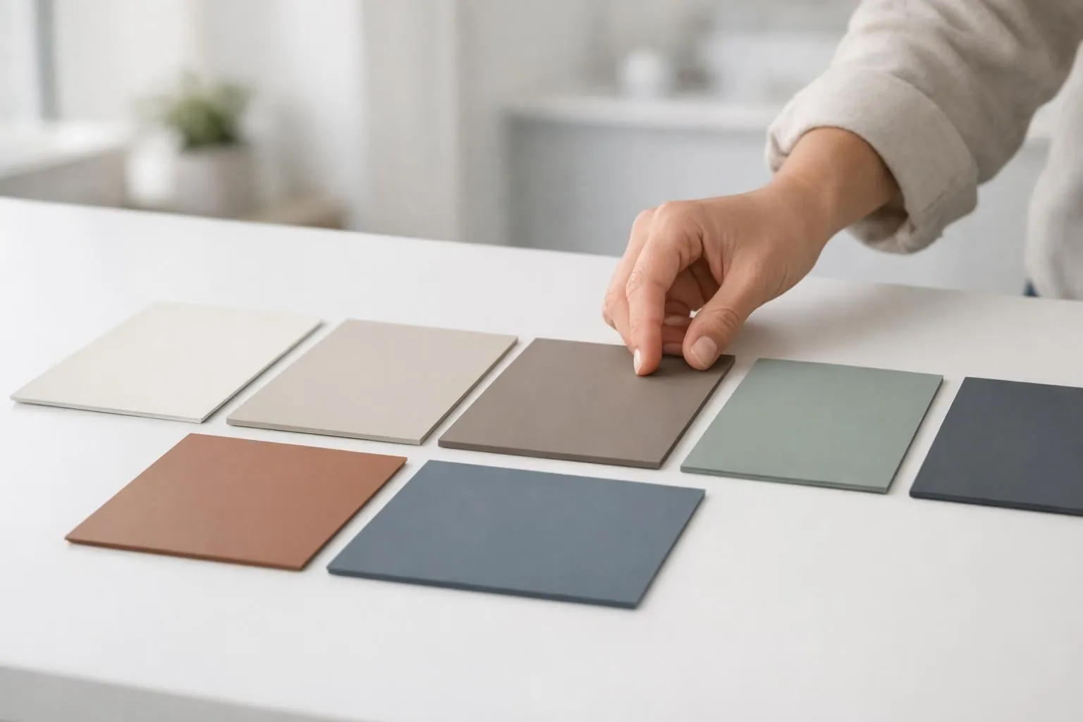 Choix couleurs tendance peinture 2026: expert sélectionnant des palettes modernes et harmonieuses pour intérieur.
