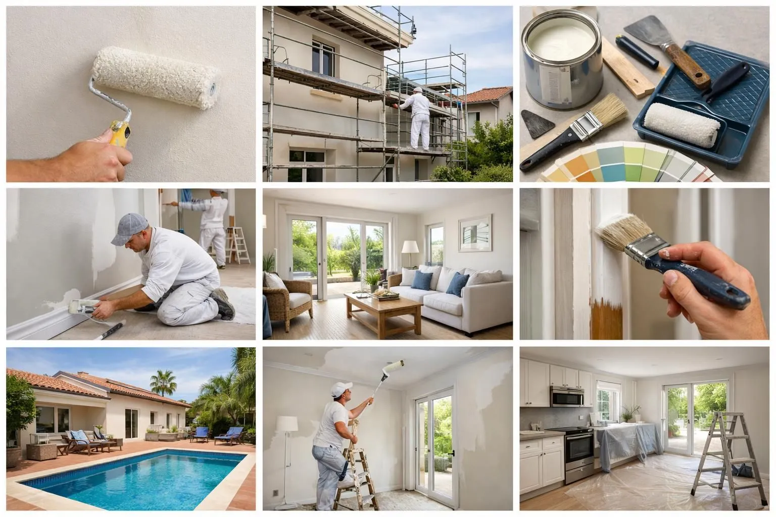 Collage photo de rénovation peinture villa à Gland. Découvrez les prix pour transformer votre maison.