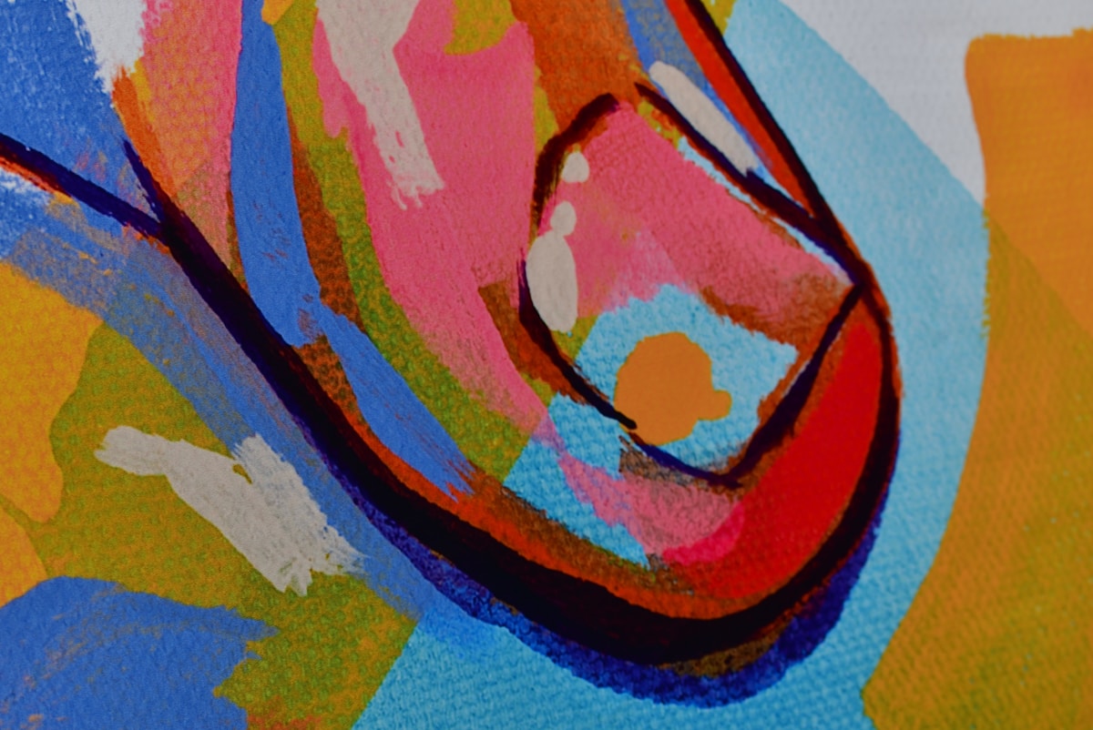 Abstract painting with bold colors and brushstrokes