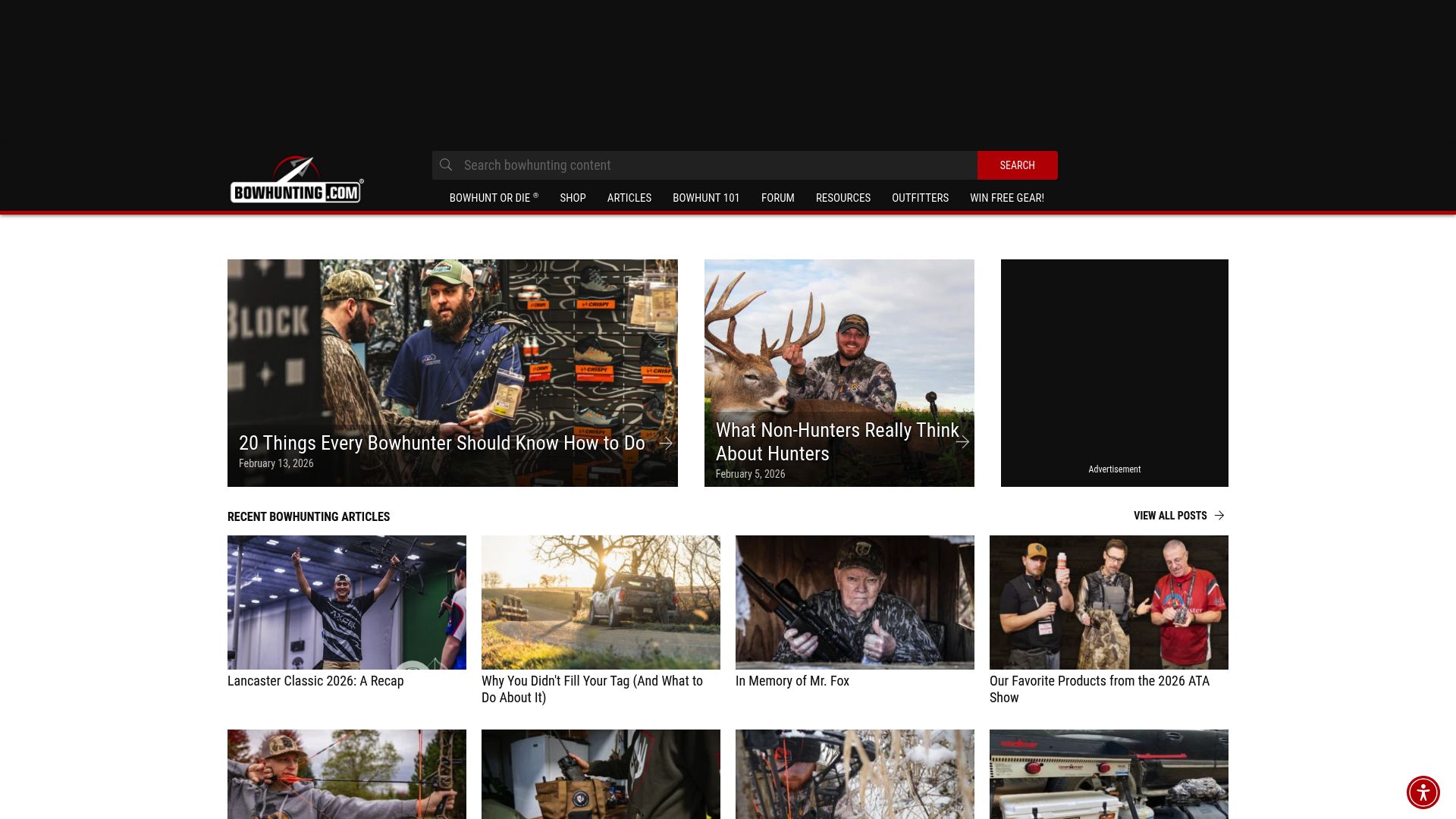 Screenshot of www.bowhunting.com