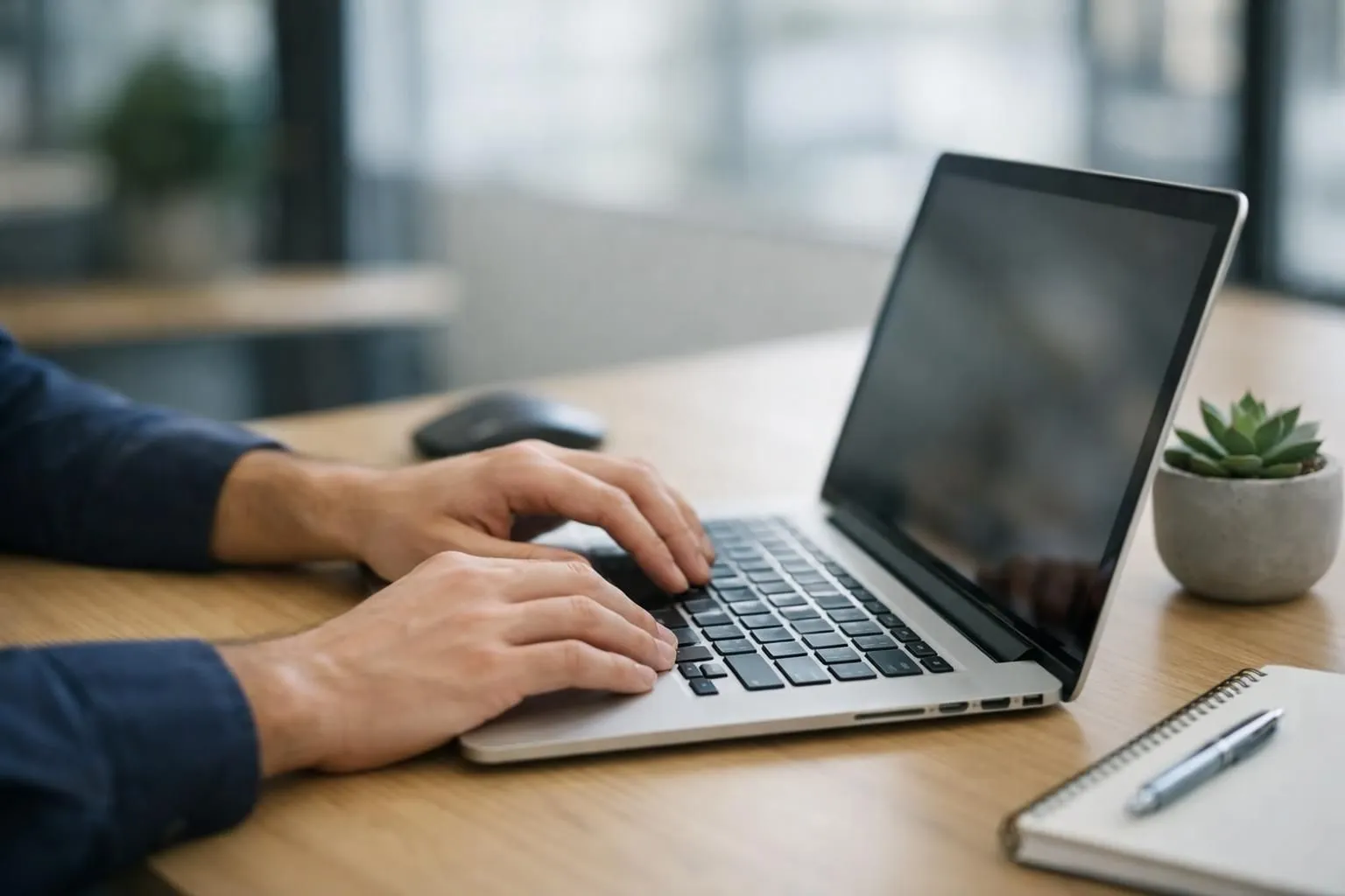 A digital marketer analyzing a website structure visualization on a computer screen showing interconnected web pages with highlighted link paths, sitting in a modern office workspace with natural lighting, professional atmosphere related to SEO strategy planning