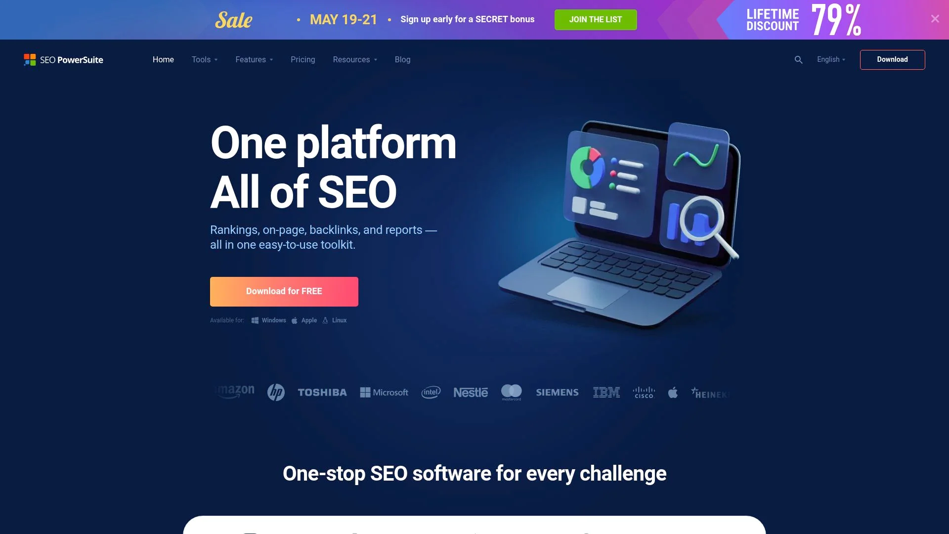 One-stop SEO software for every challenge.