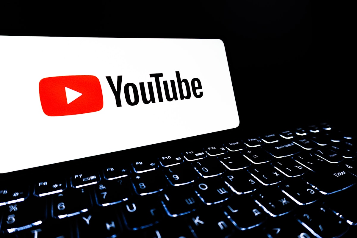 Youtube logo on a laptop keyboard
