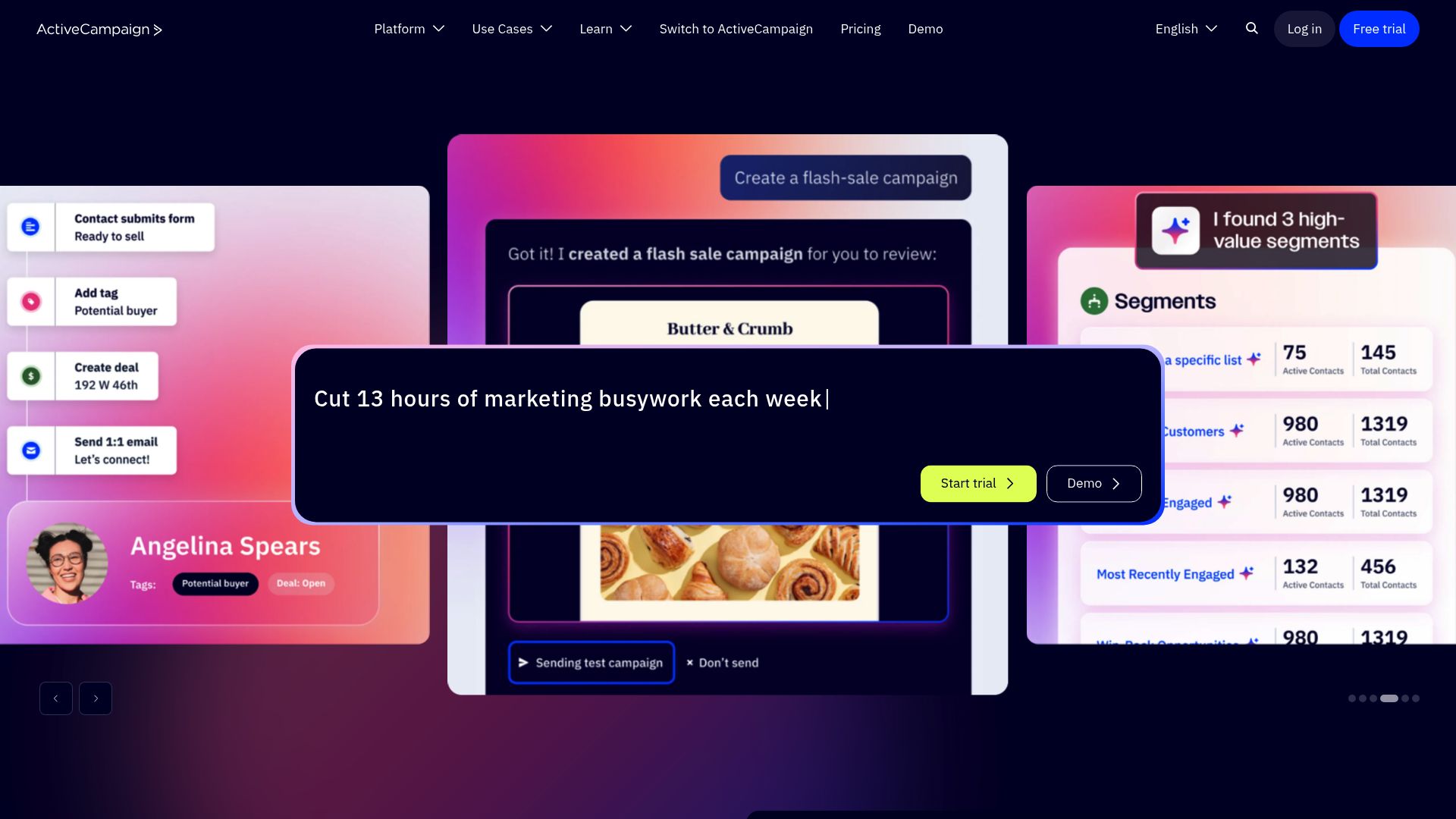 Screenshot of www.activecampaign.com