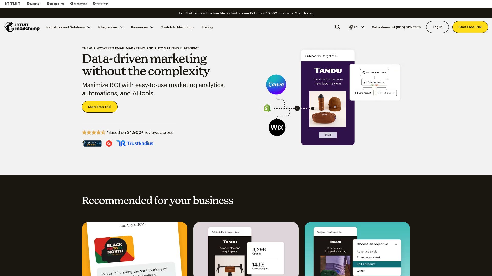 Screenshot of mailchimp.com