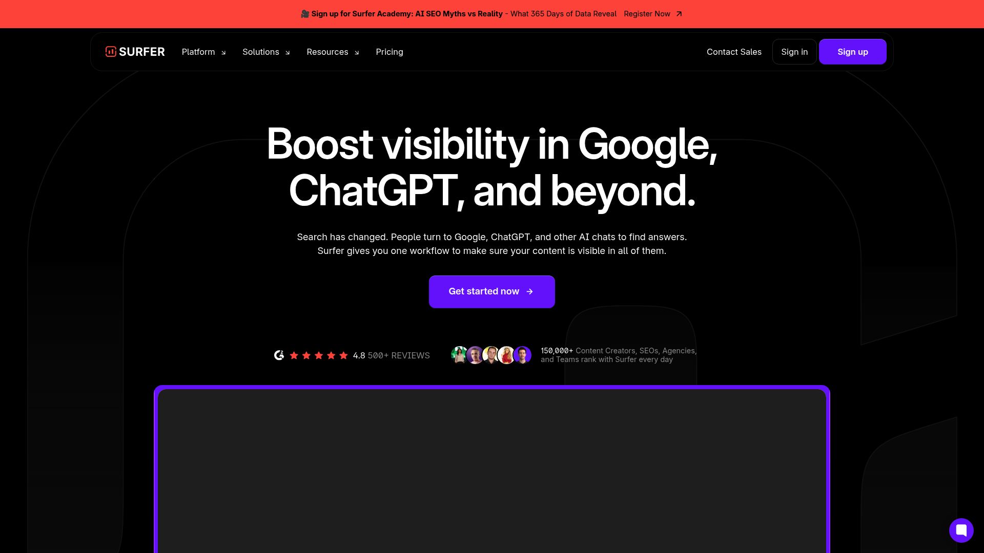 Screenshot of surferseo.com