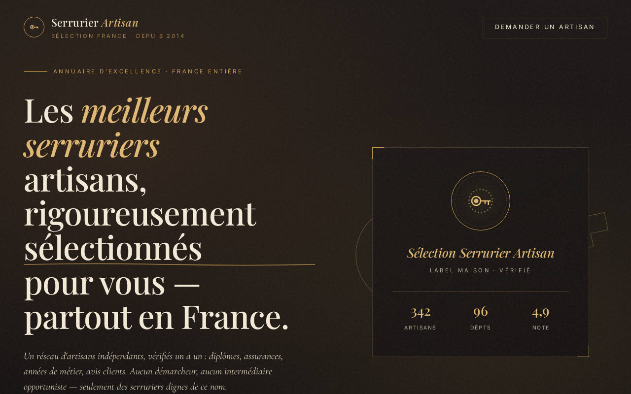 Serrurier artisan homepage