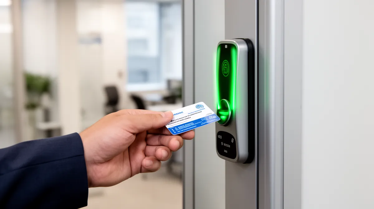 Carte d'accès électronique utilisée pour déverrouiller une porte.