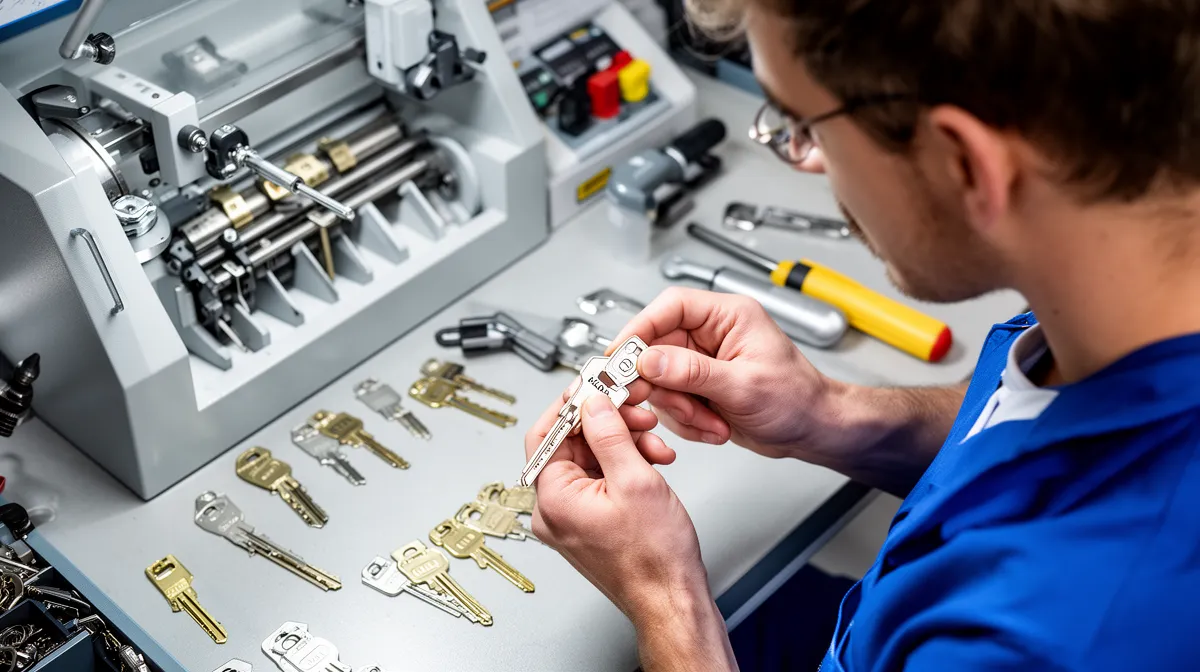 Mécanicien travaillant sur des outils et des pièces de rechange dans un atelier.