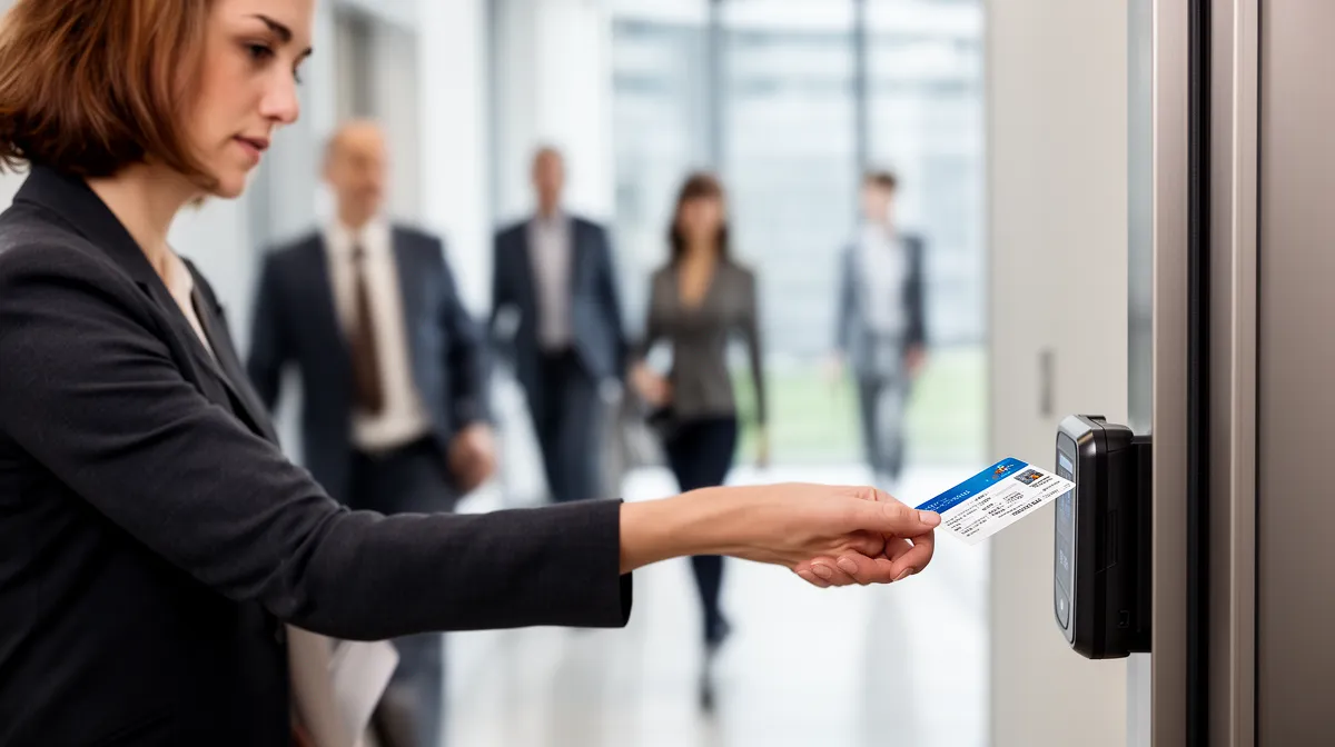 Système contrôle accès par badge sécurisé dans un bureau moderne