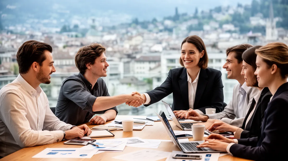 Fiduciaires à Genève pour startups : plusieurs entrepreneurs choisissent leur partenaire financier dans un espace de coworkin