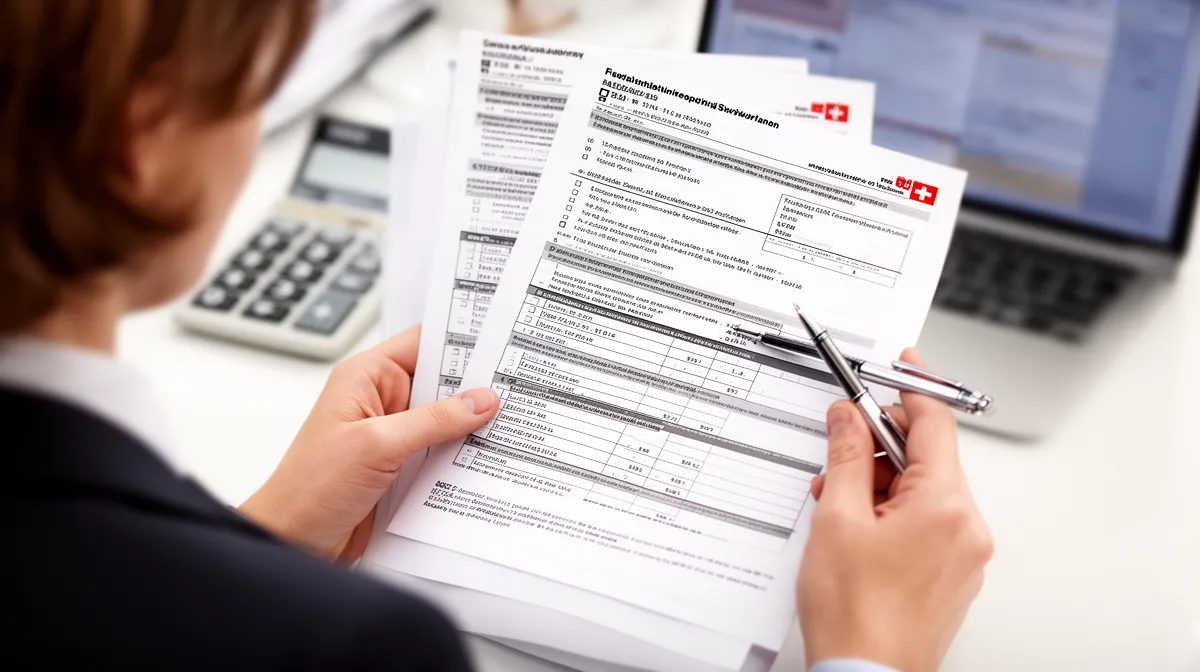 "Conseil juridique fiscalité entreprises suisse - mains tenant documents financiers et stylo"