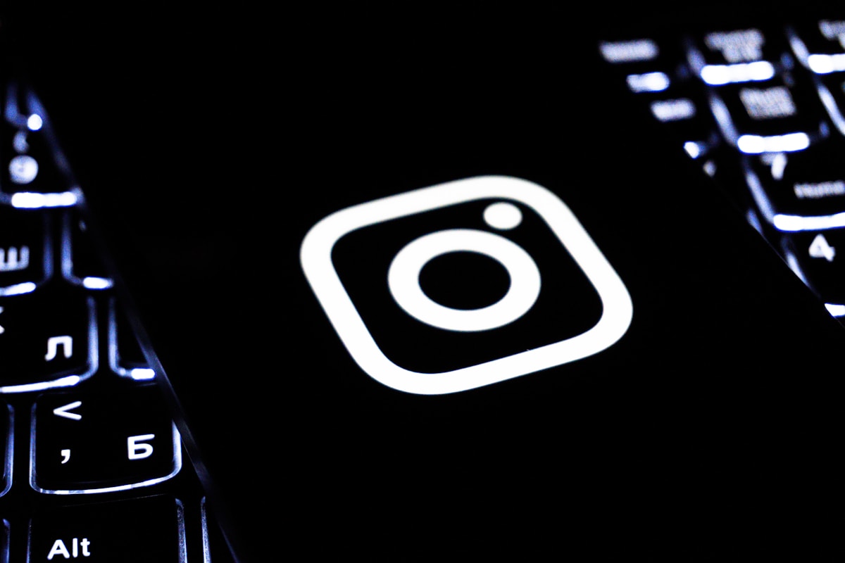 Instagram logo on a dark keyboard