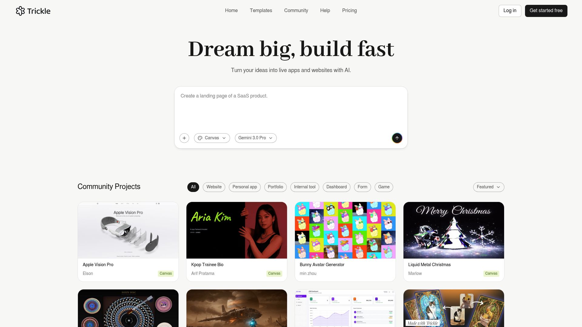 Screenshot of www.trickle.so