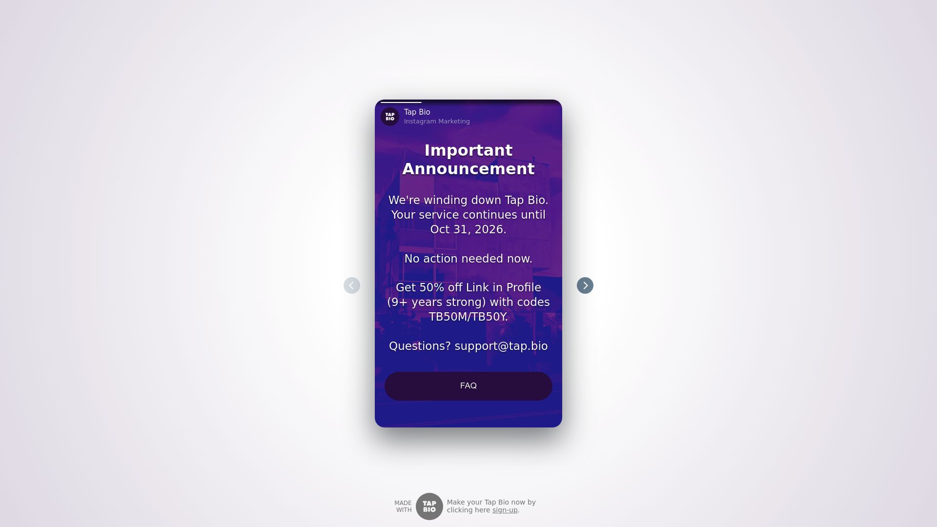 Screenshot of tap.bio