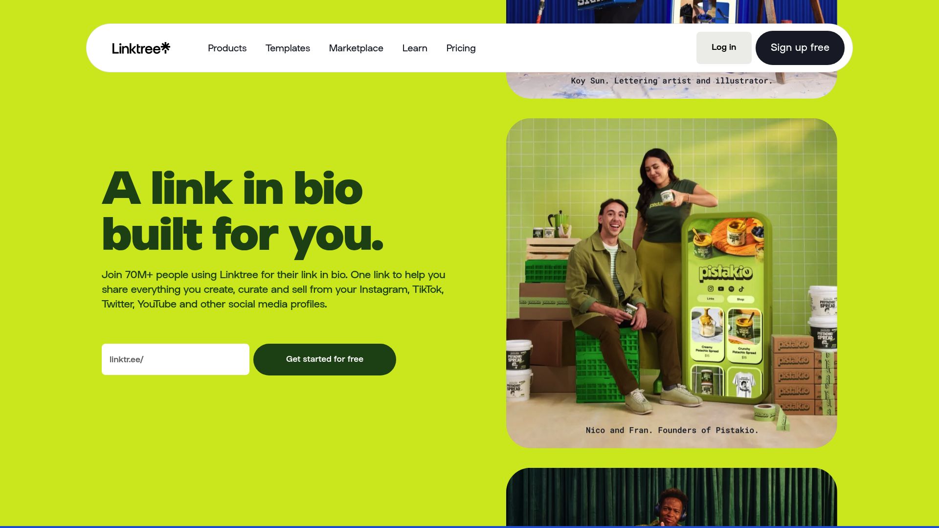 Screenshot of linktr.ee