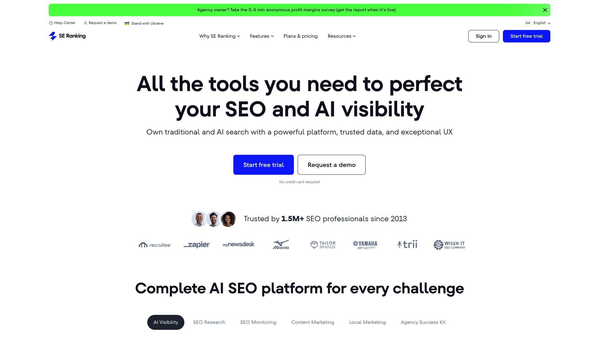 Screenshot of seranking.com