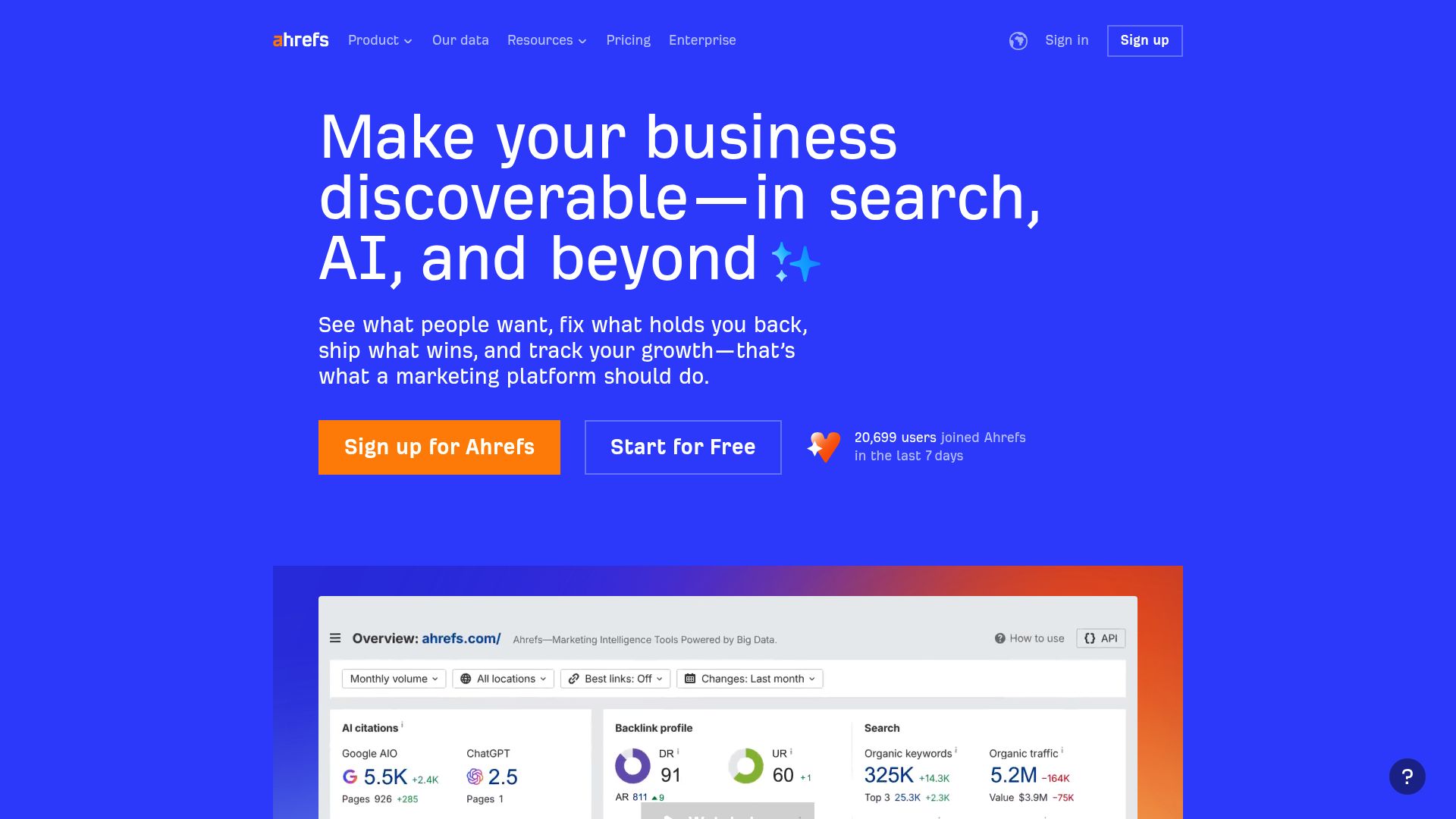 Screenshot of ahrefs.com