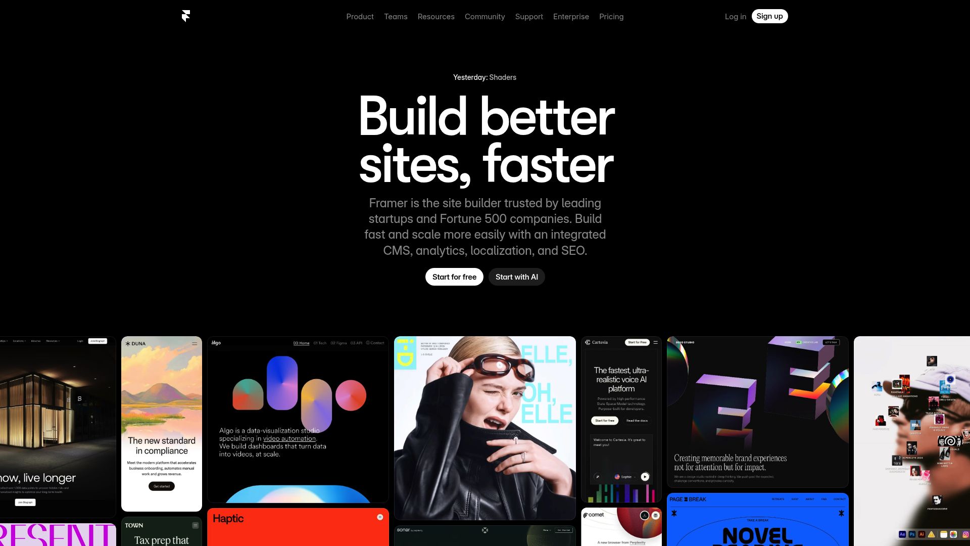 Screenshot of www.framer.com