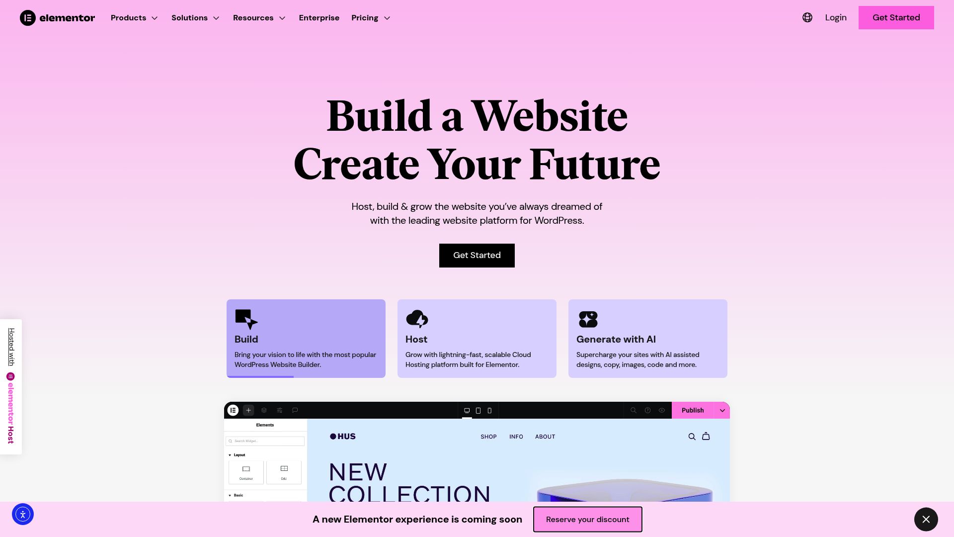 Screenshot of elementor.com