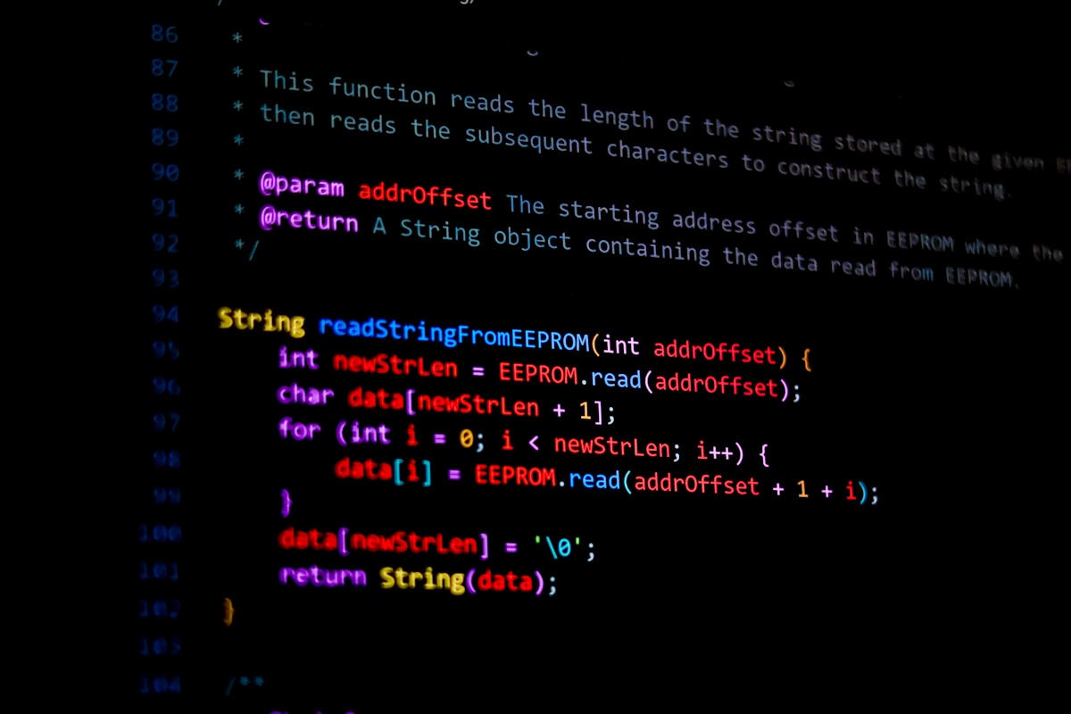 Code written on a screen, likely programming related.