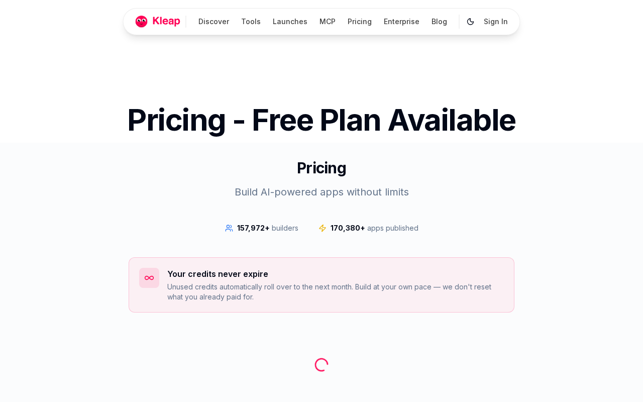 Kleap homepage