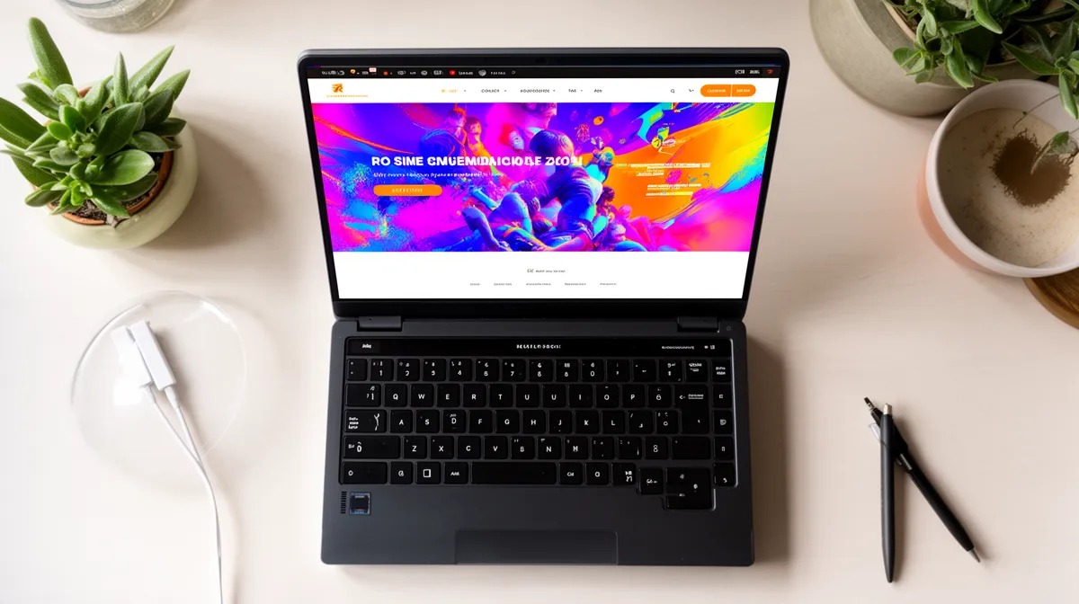Colorful, vibrant website displayed on a laptop computer.