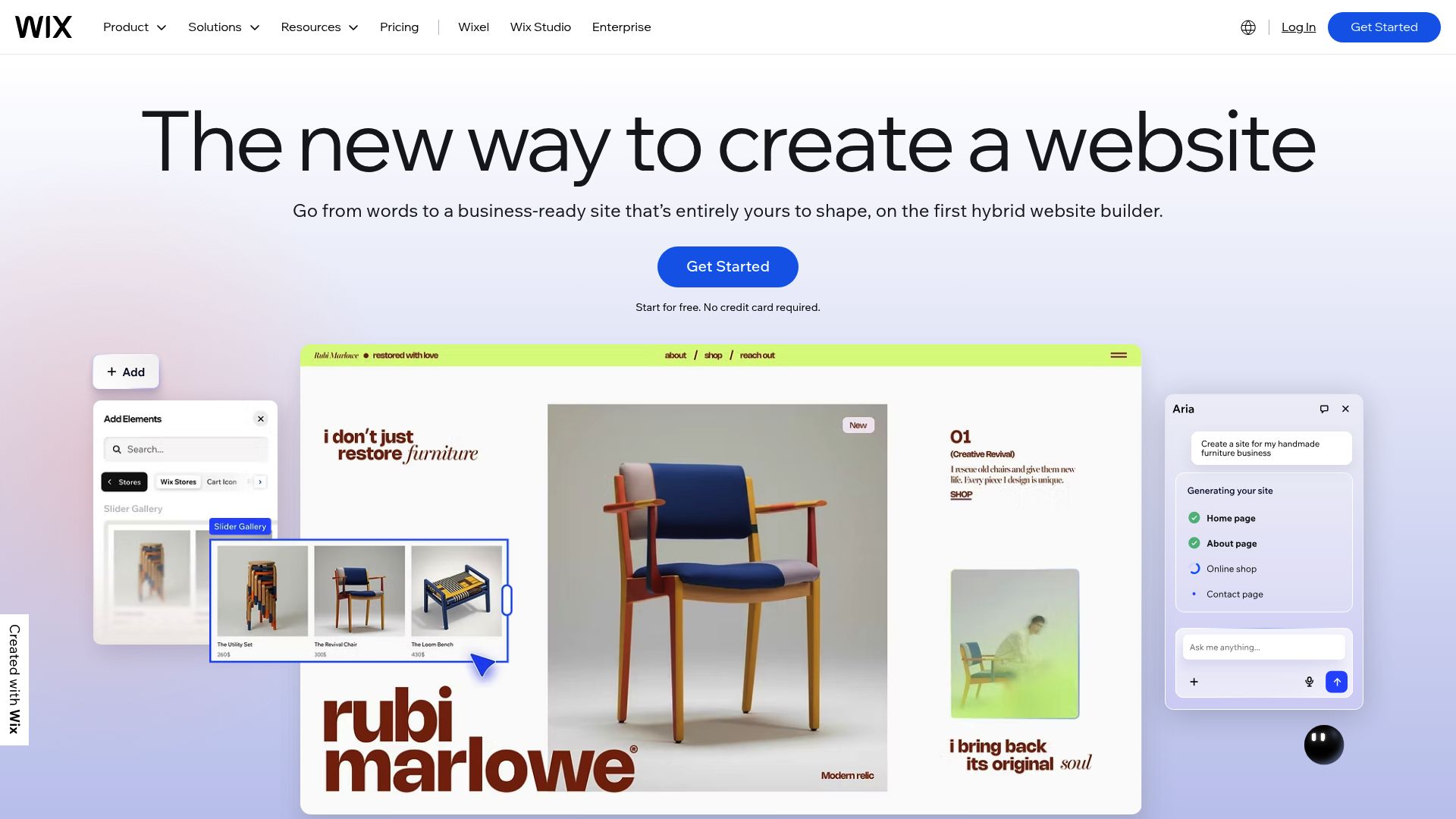 Screenshot of www.wix.com