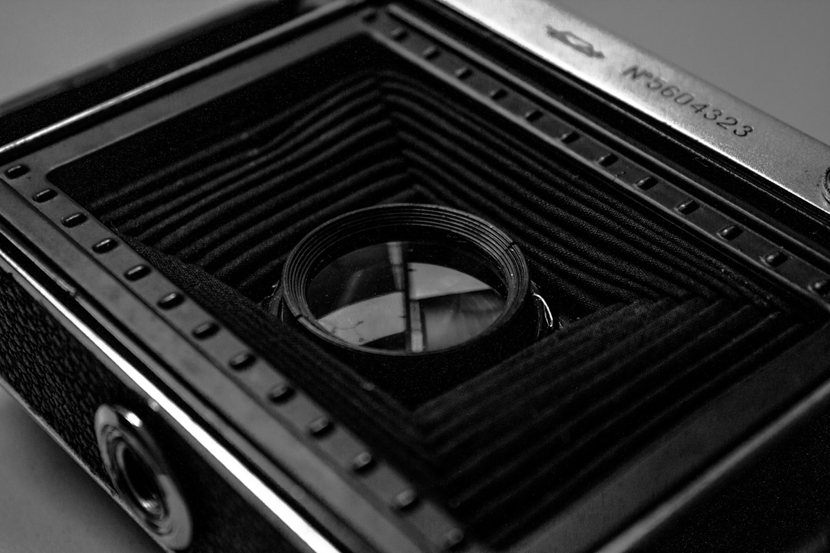 black and silver vintage camera