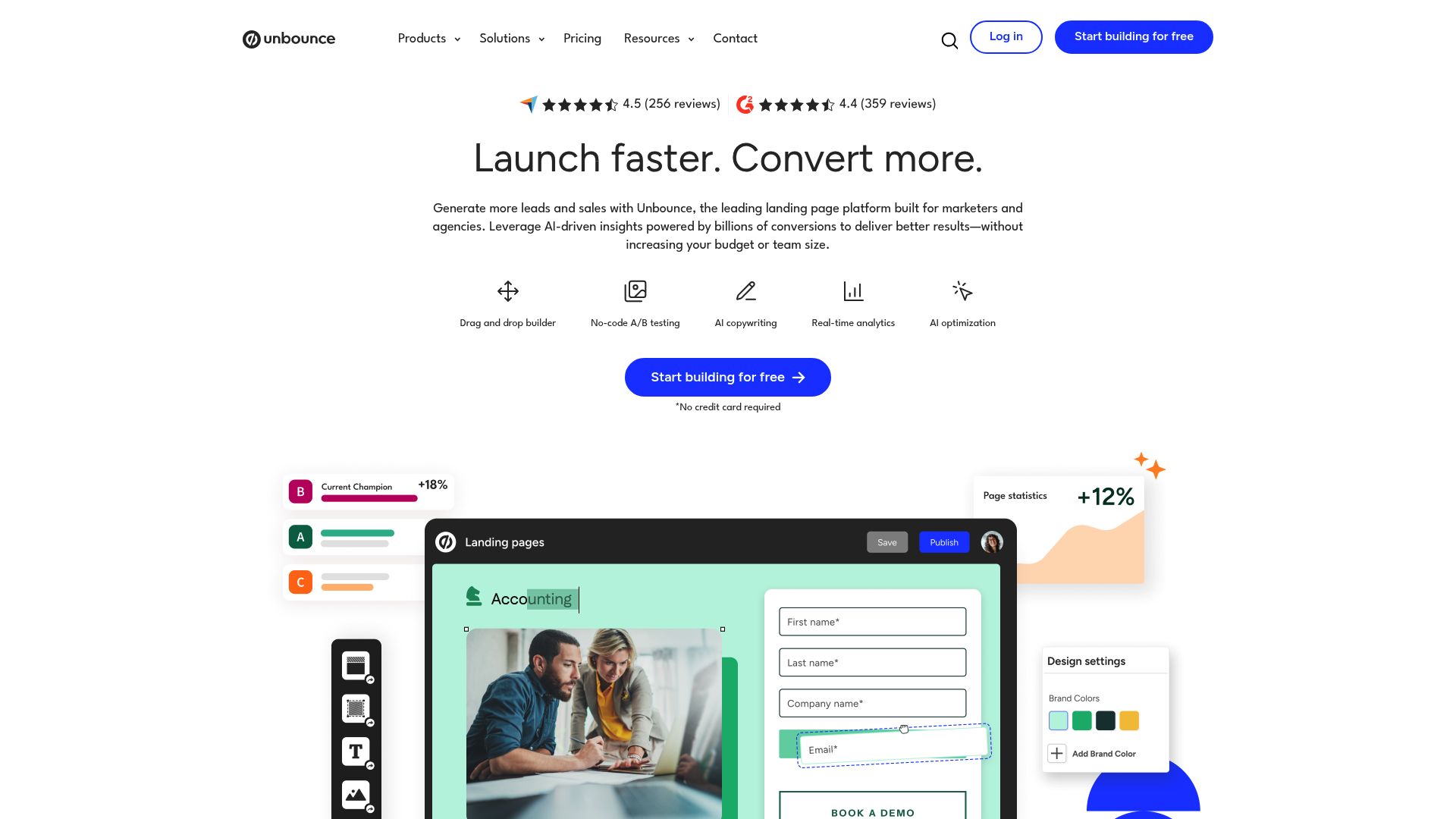 Screenshot of unbounce.com
