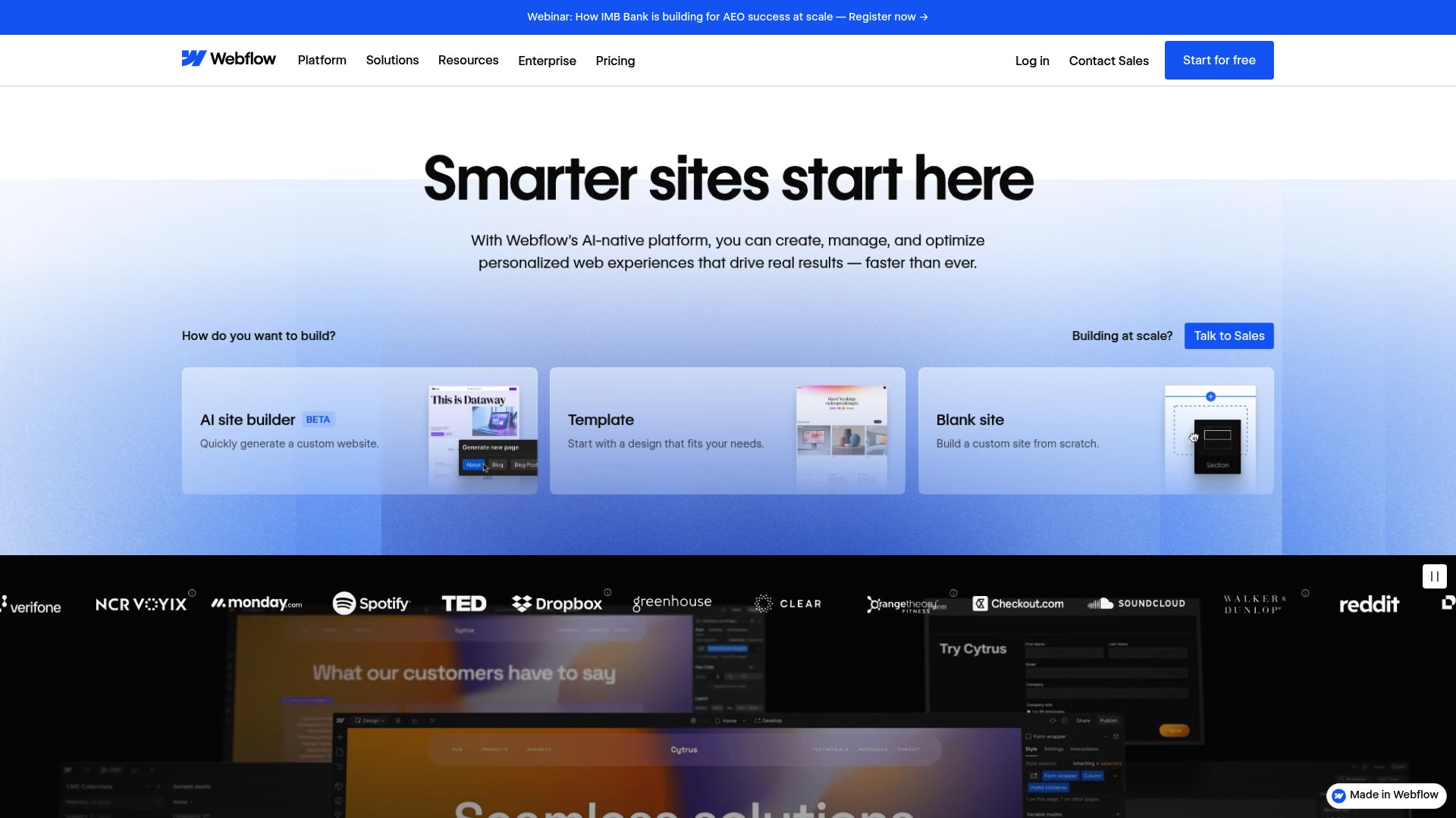 Screenshot of webflow.com