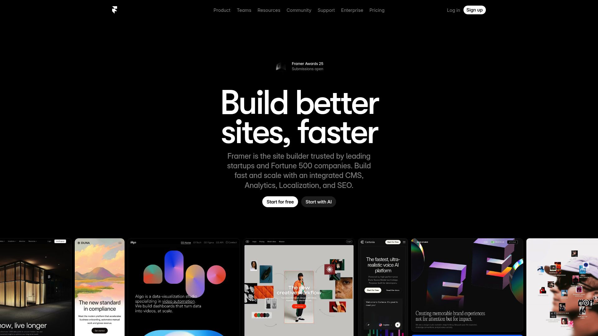 Screenshot of www.framer.com