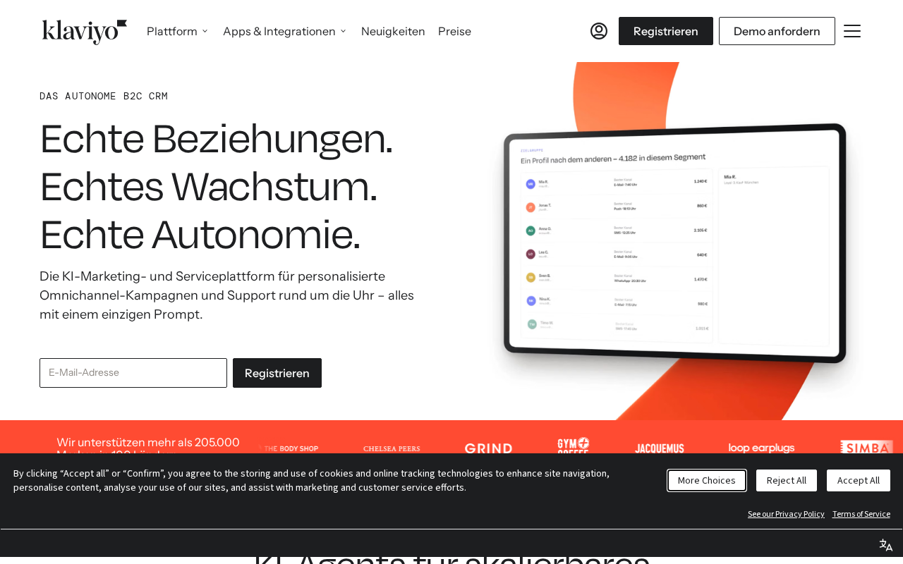 Klaviyo homepage