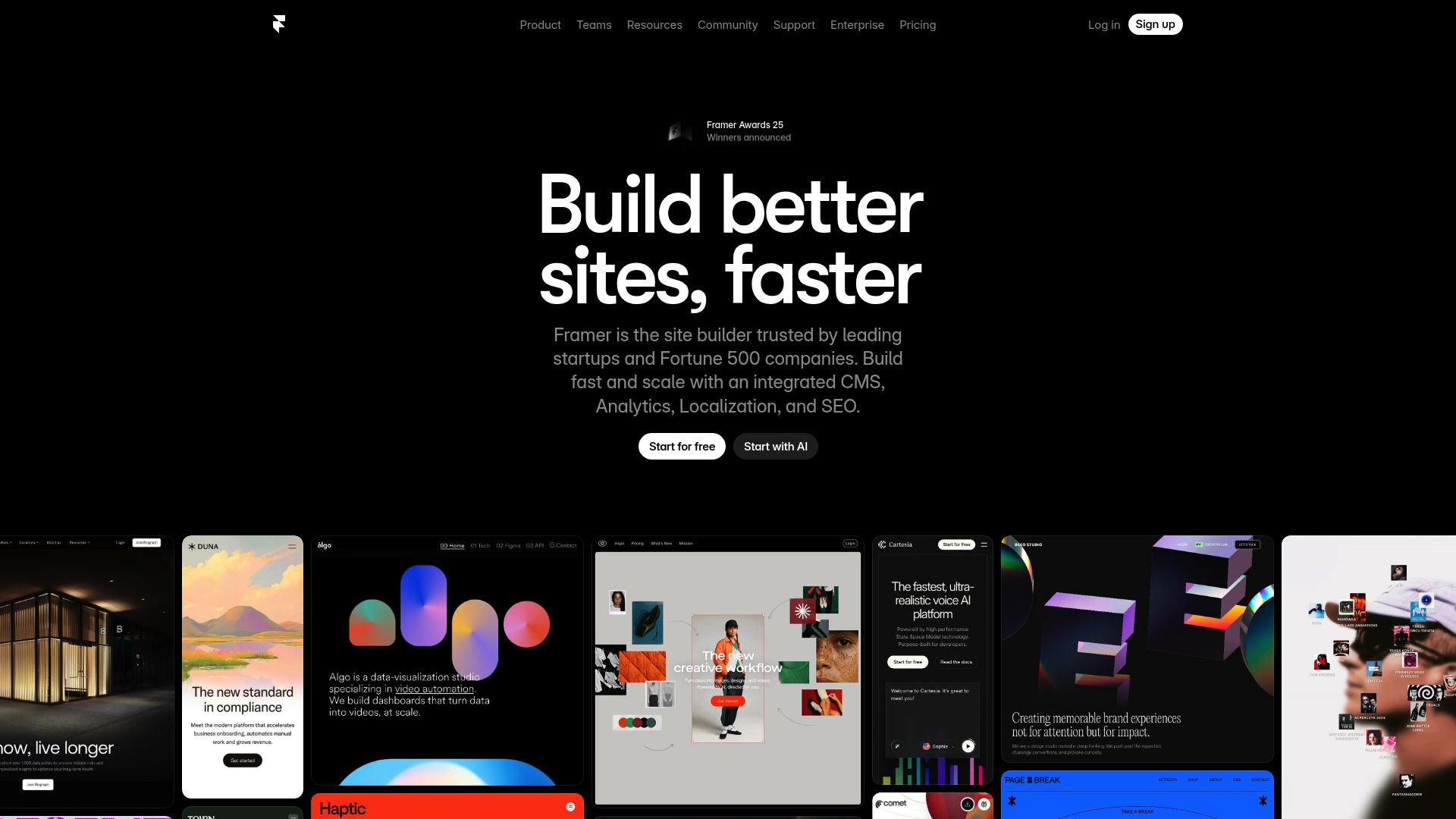 Screenshot of www.framer.com