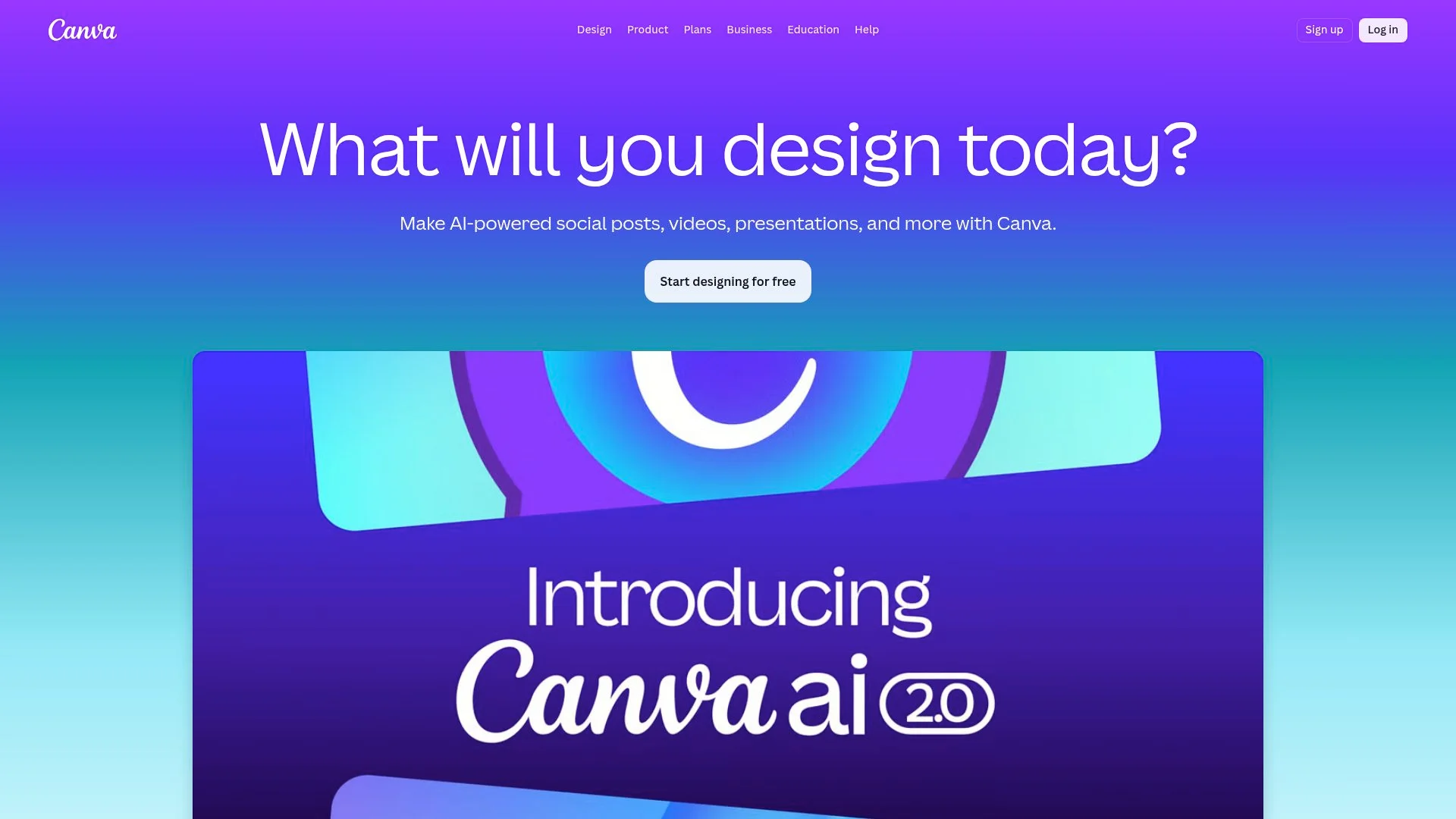 Vibrant, abstract design with Canva AI 2.0 announcement.