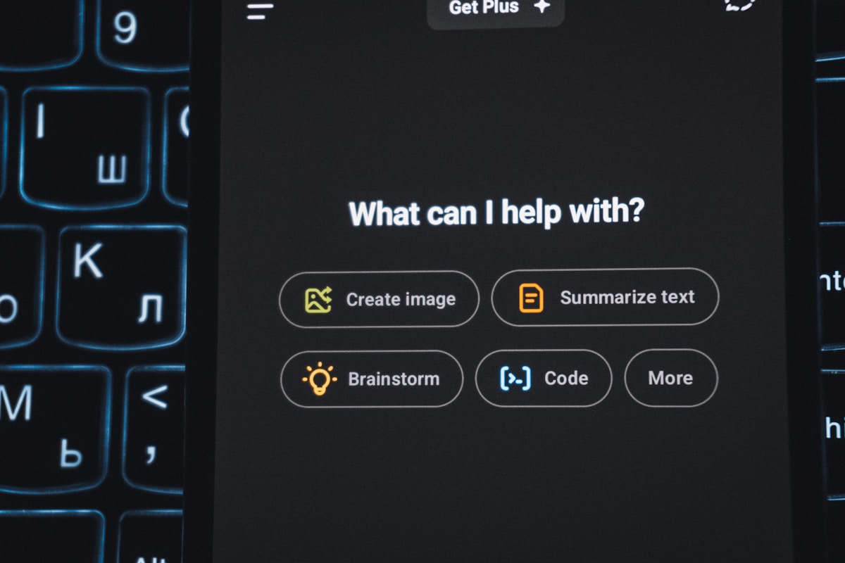 Ai interface on a glowing keyboard
