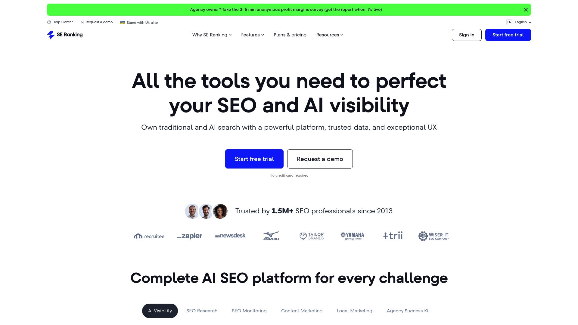 Screenshot of seranking.com