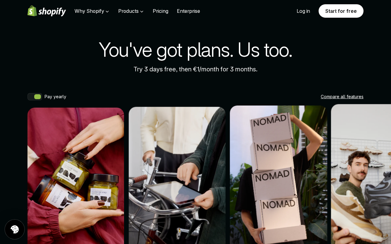 Shopify homepage