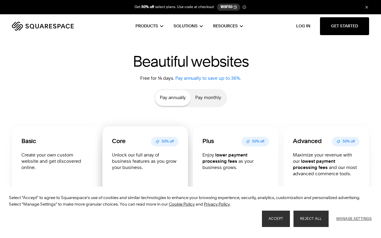 Squarespace homepage