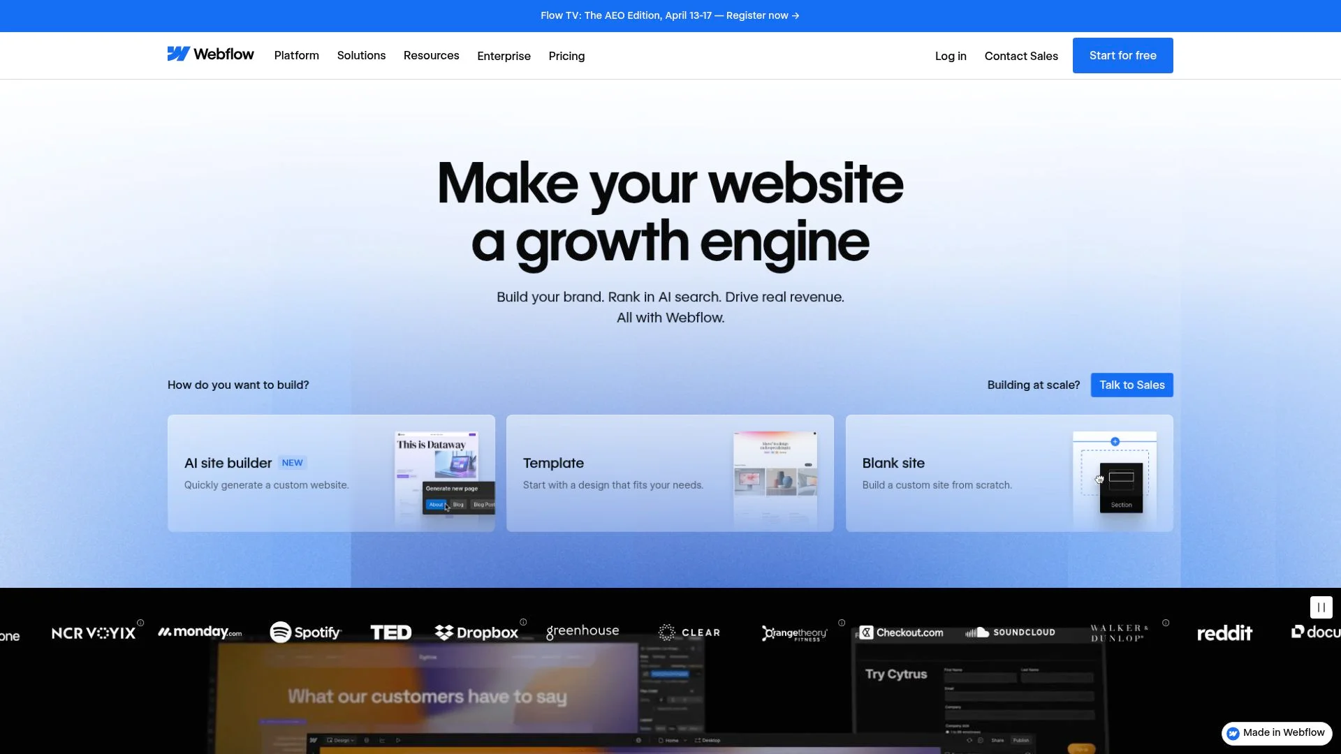 Make your website a growth engine with Webflow.