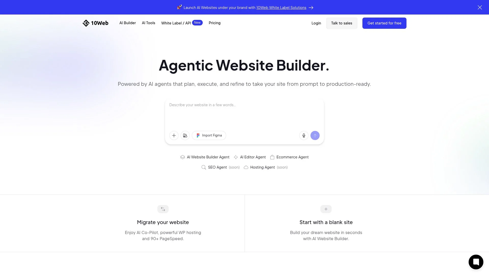Agentic Website Builder, AI-powered website creation and management platform.