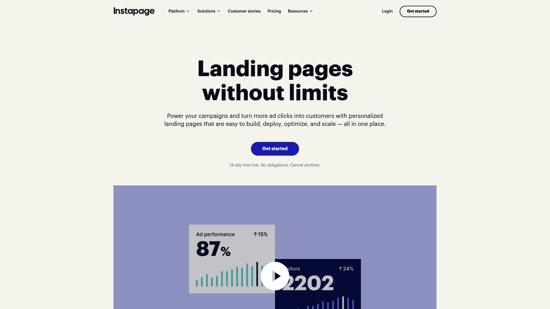 Screenshot of instapage.com