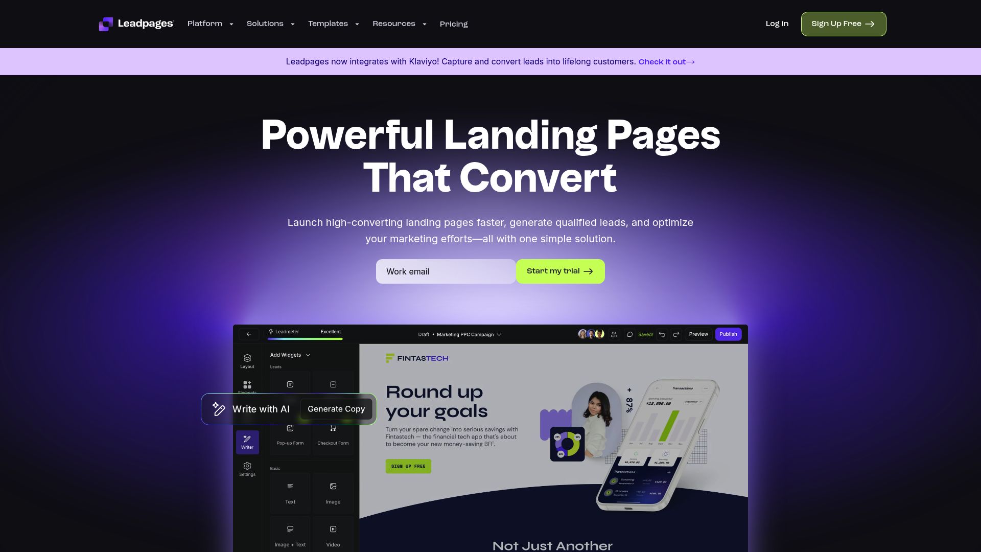 Screenshot of www.leadpages.com