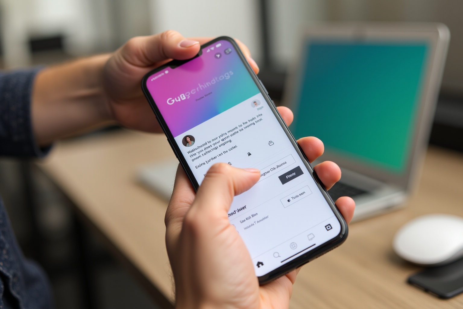Smartphone displaying a social media app interface with a profile.