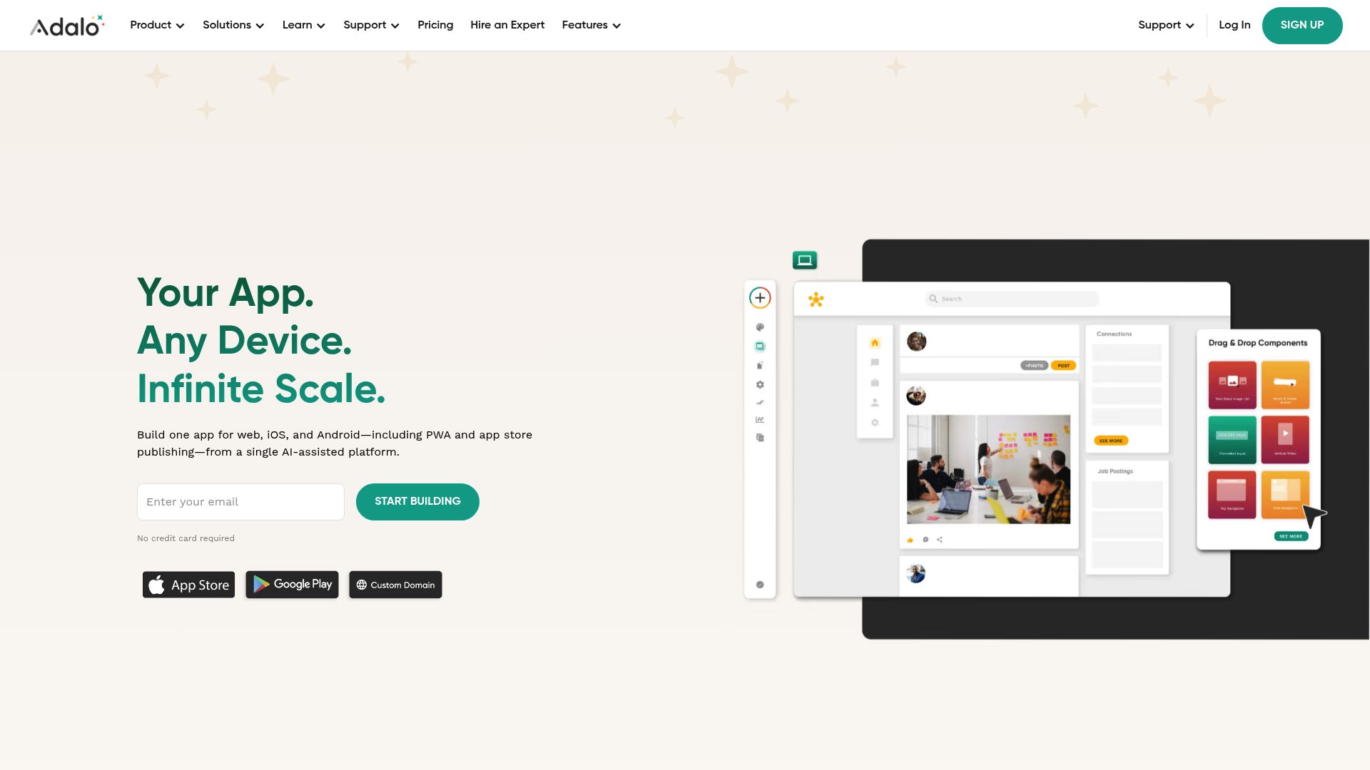 Screenshot of www.adalo.com