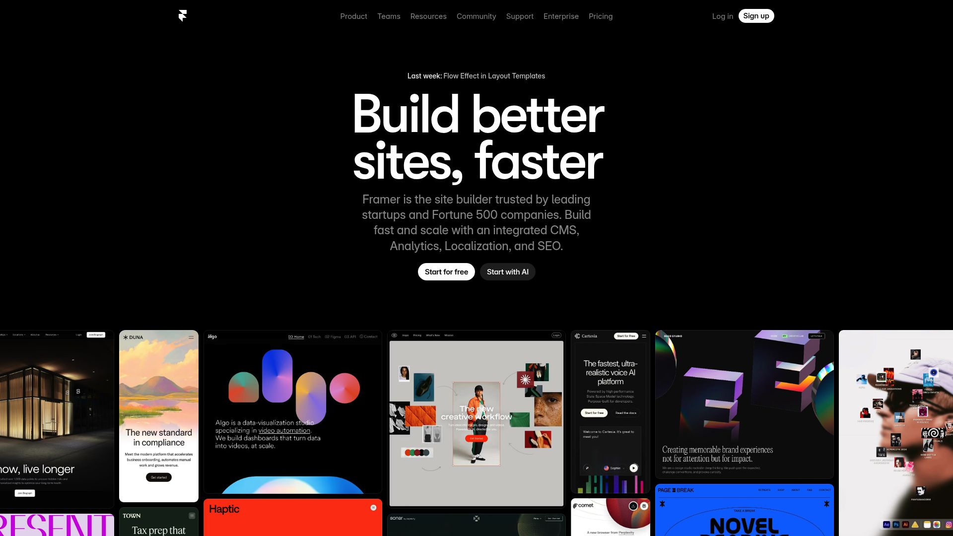 Screenshot of www.framer.com