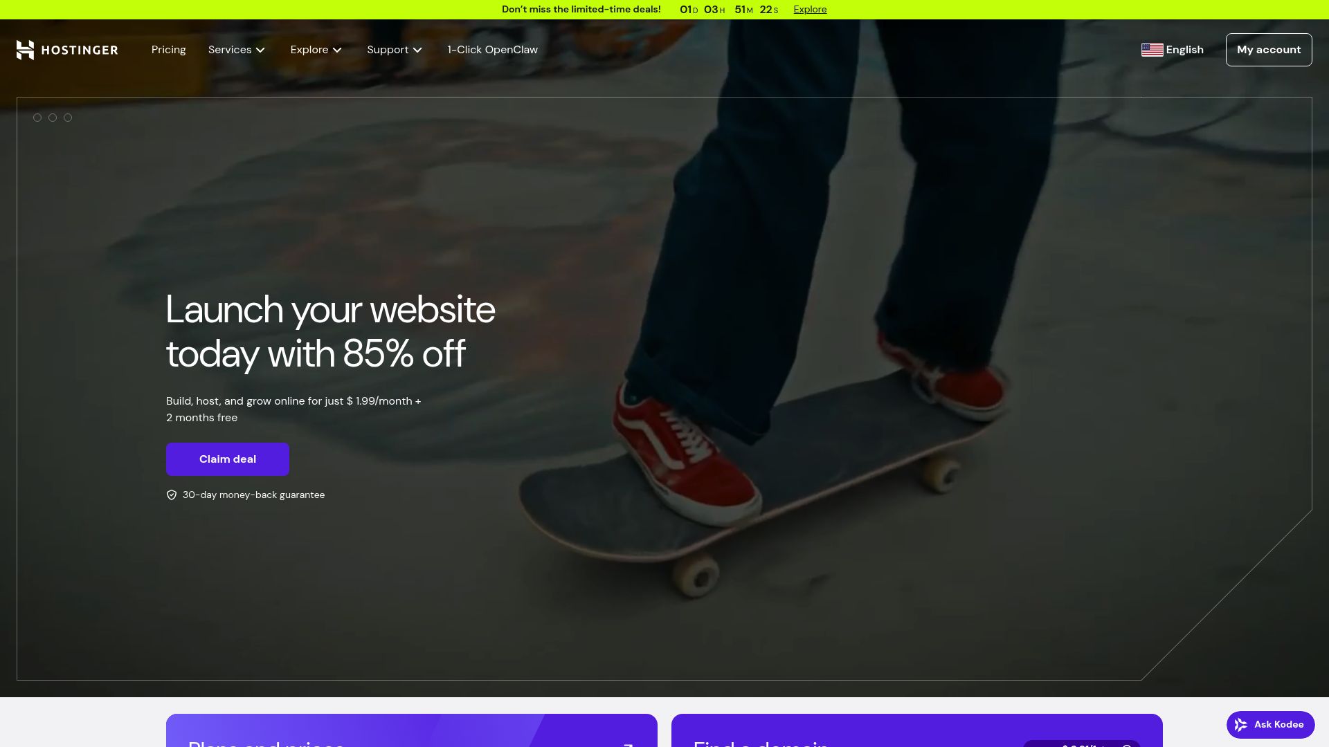Screenshot of www.hostinger.com