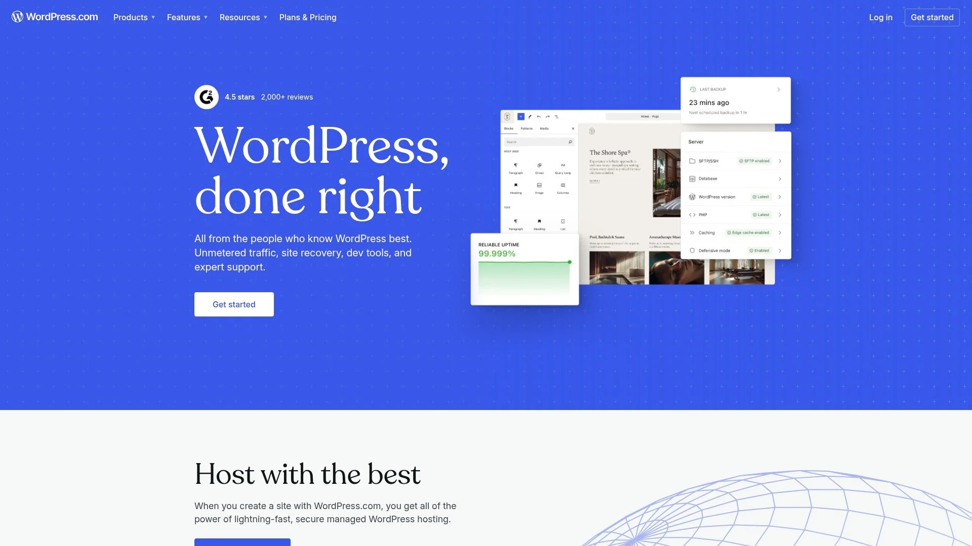 WordPress.com website with features, hosting, and managed WordPress services.